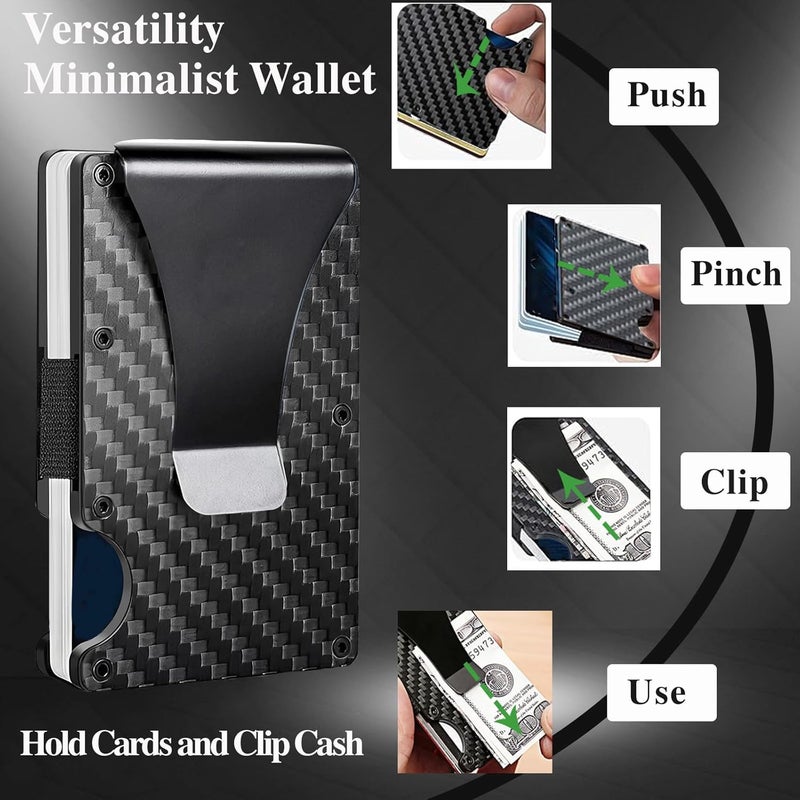 YLFYLFUP Minimalist Wallet with RFID Blocking for Men,Slim Credit Card Holder with Aluminum Money Clip Wallet for Men and Women,Metal Wallets for Mens Front Pocket as Gifts (Carbon fiber) - Image 5
